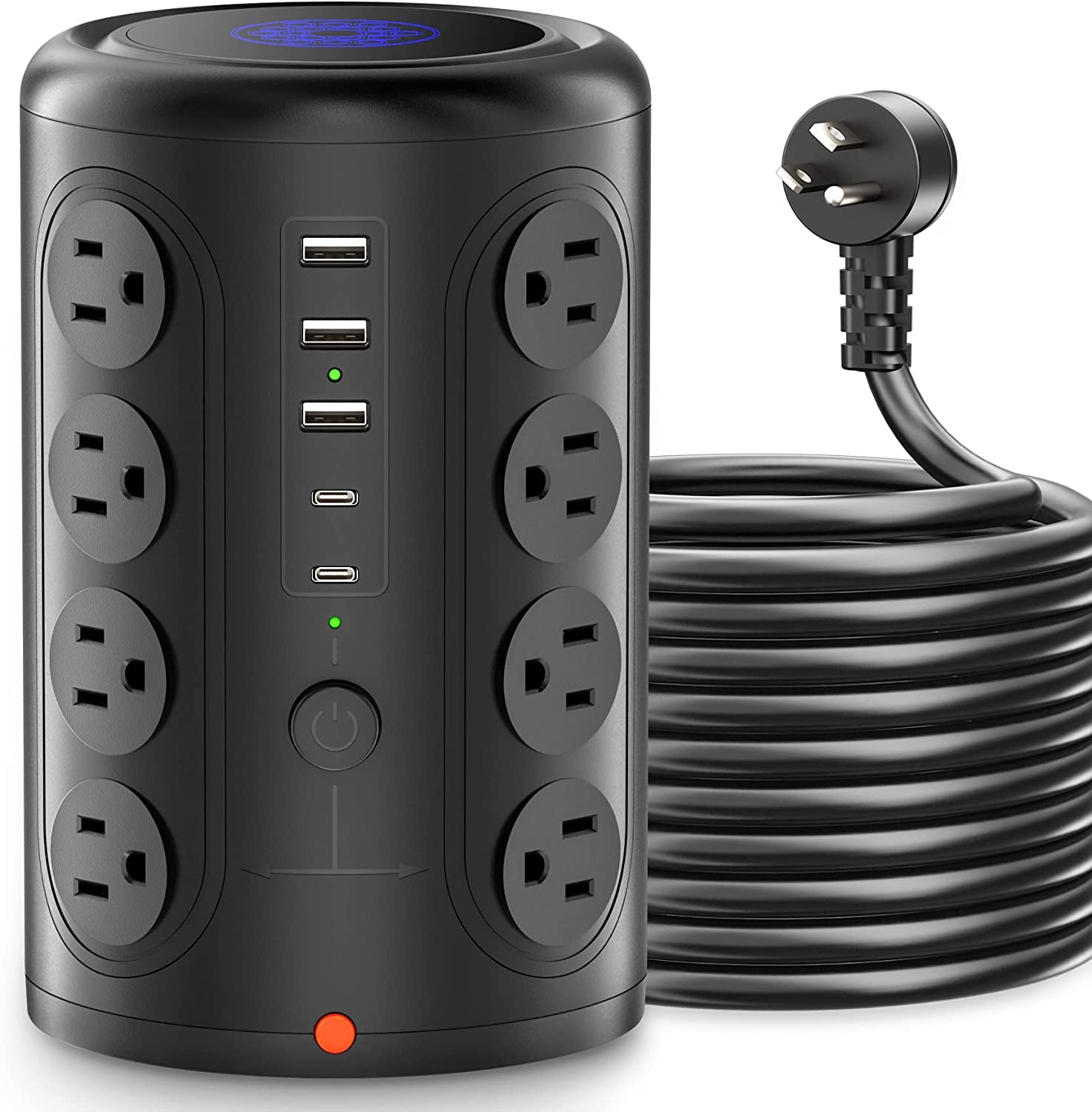 Power Strip Surge Protector Tower, Mini Power Strip Tower, 10FT Extension  Cord with Multiple Outlets,12 AC Outlet 4 USB Ports (1USB C),Power Strip  with USB Ports, Travel, Office Supplies, College Dorm 