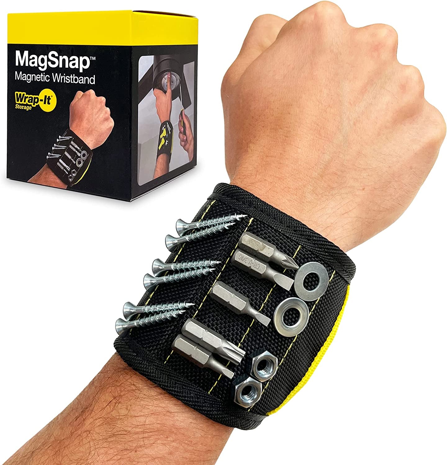 Magsnap Magnetic Wristband by - Wrist Magnet and Screw Holder - T