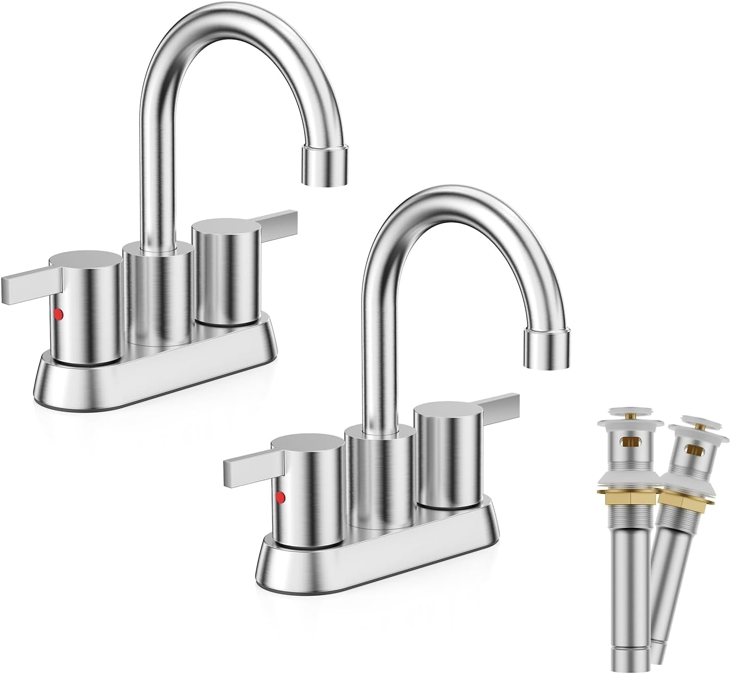 4 Inch 2 Handle Centerset Matte Black Lead-Free Modern Bathroom Faucet, 360 Swivel Spout 2-3 Hole RV Bathroom Vanity Sink Faucet with Pop up Drain and Water Supply Lines，Bf015-1-Mb