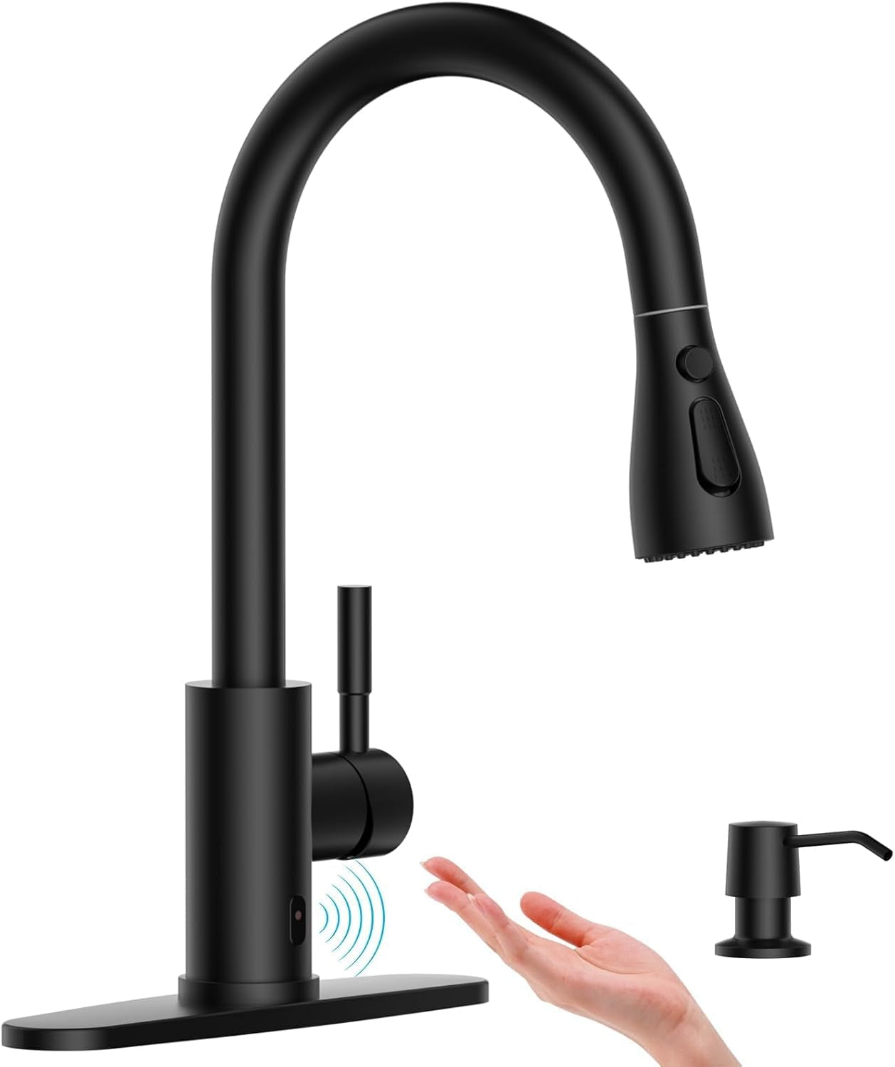 Pull down Kitchen Faucet with Sprayer Oil Rubbed Bronze, Single Handle One Hole High Arc Pull Out Spray Head Kitchen Sink Faucet with Deck Plate