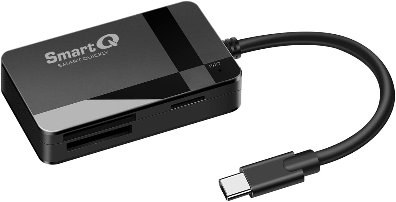 SD Card Reader, Memory Card Reader 4 in 1 USB C USB 3.0 Dual Connector Adapter Simultaneously Read SD MS CF TF Cards Supports Micro Sd/Micro. Compatible with Desktops, Tablets, and USB-C Smartphones