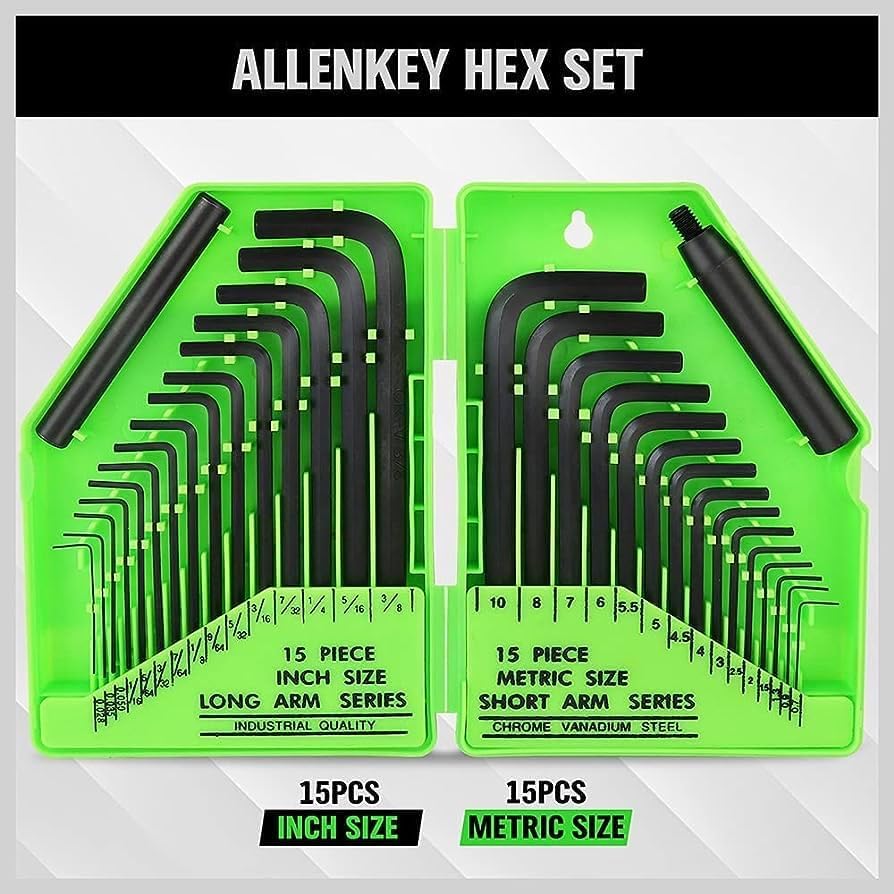 SWANLAKE 32PCS Hex Key Set, Allen Wrench Set Inch/Metric Mm(0.7Mm-10Mm) SAE(0.028"-3/8)