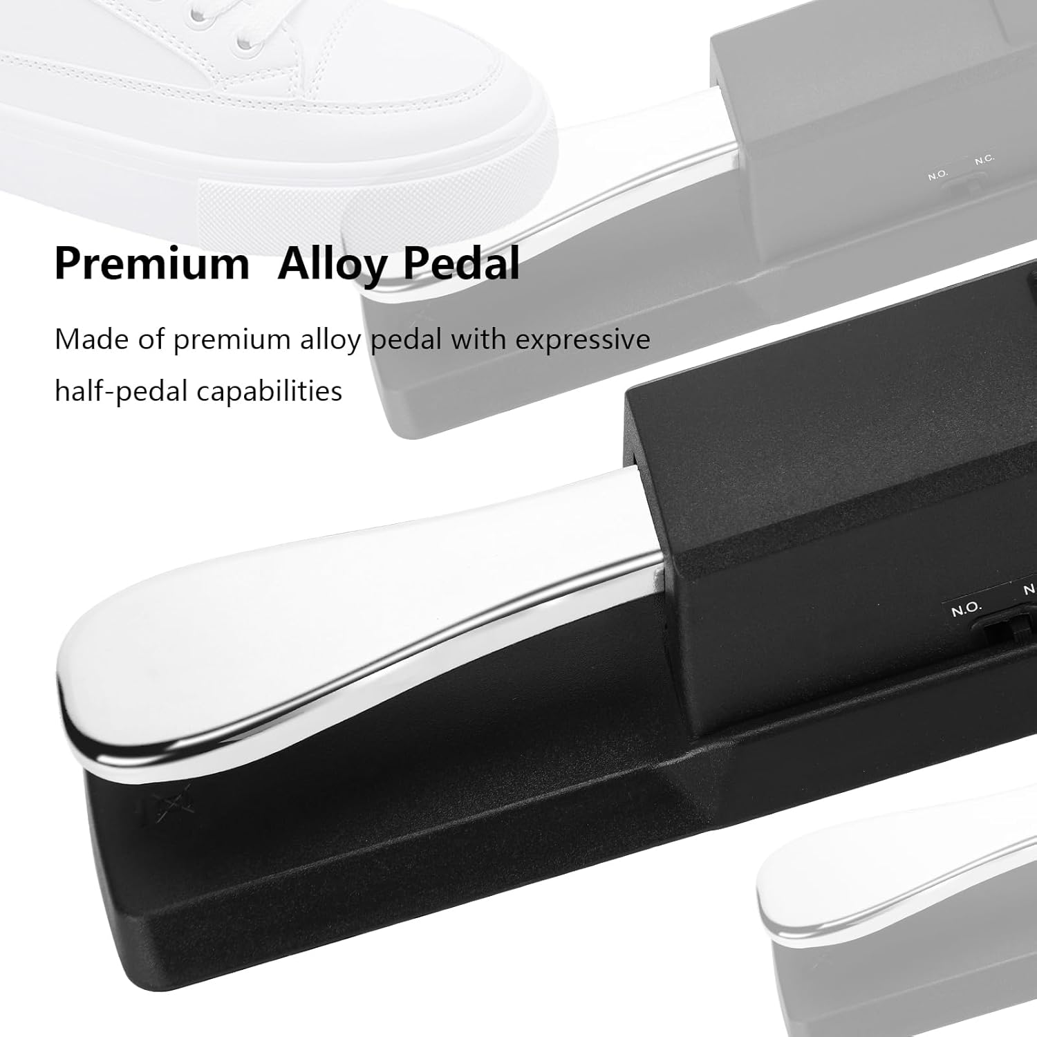 Sustain Pedal, Sustain Pedal for Keyboard Universal, Premium Piano Pedal for Keyboard with Polarity Switch for MIDI Keyboards, Digital Pianos, Yamaha, Casio and More, 1/4'' Input Plug by