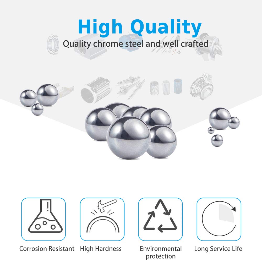 600 Piece 6 Sizes Assorted Loose Bicycle Bearing Balls 1/4" 7/32" 3/16" 5/32" 1/8" and 3/32"