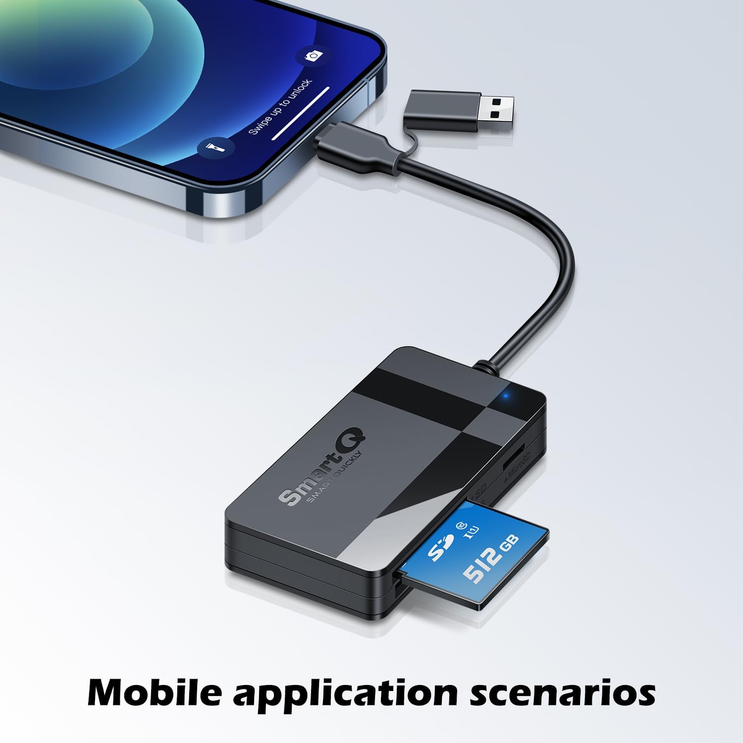 SD Card Reader, Memory Card Reader 4 in 1 USB C USB 3.0 Dual Connector Adapter Simultaneously Read SD MS CF TF Cards Supports Micro Sd/Micro. Compatible with Desktops, Tablets, and USB-C Smartphones