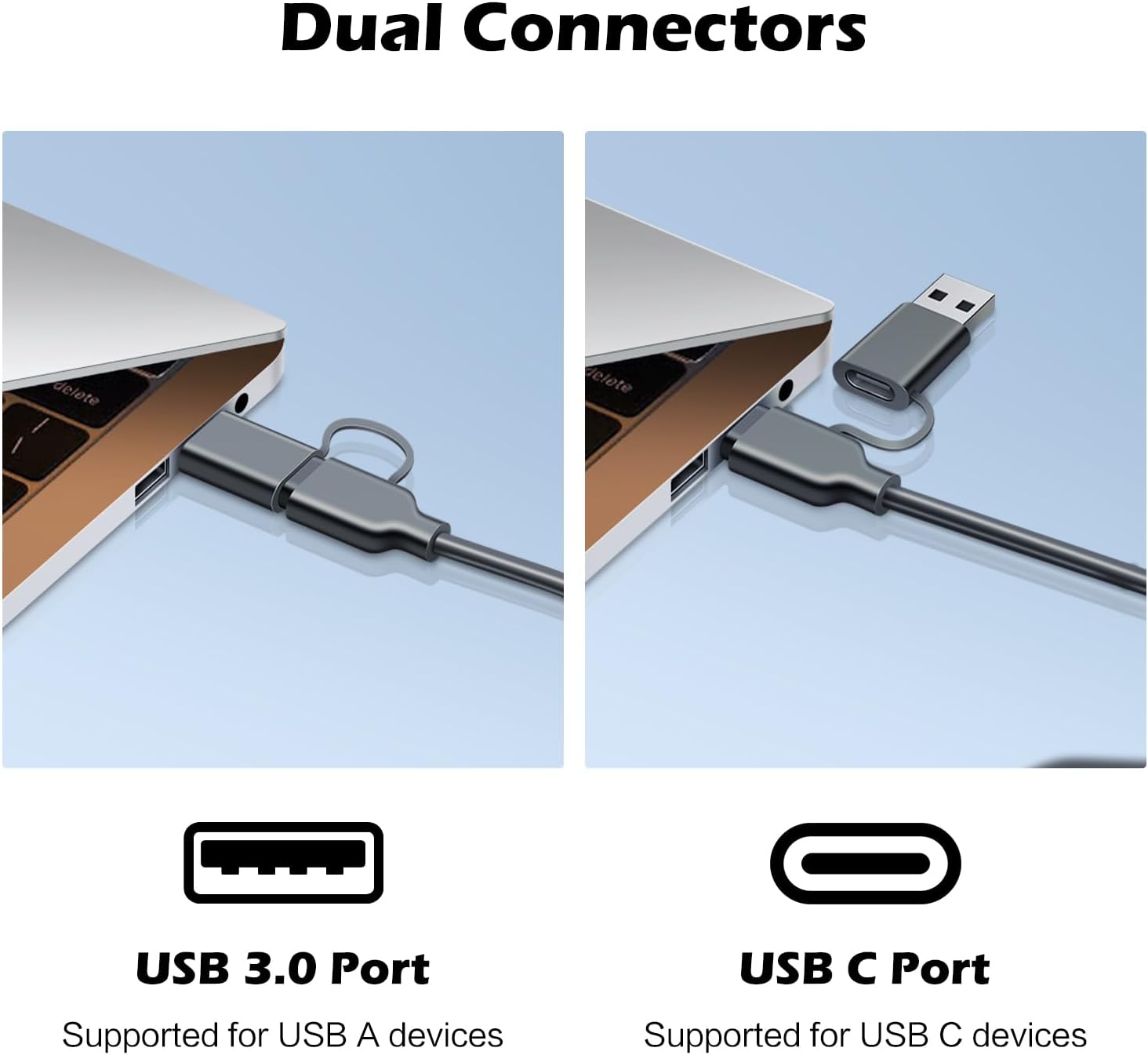 SD Card Reader, Memory Card Reader 4 in 1 USB C USB 3.0 Dual Connector Adapter Simultaneously Read SD MS CF TF Cards Supports Micro Sd/Micro. Compatible with Desktops, Tablets, and USB-C Smartphones