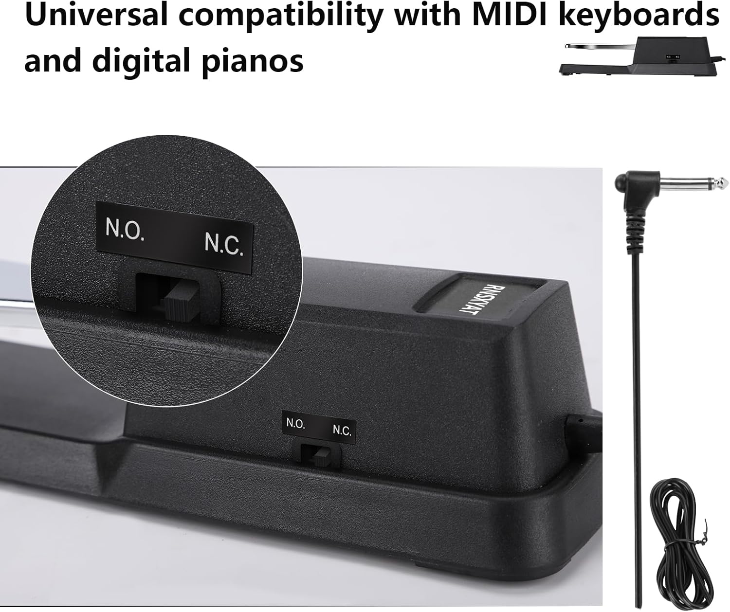 Sustain Pedal, Sustain Pedal for Keyboard Universal, Premium Piano Pedal for Keyboard with Polarity Switch for MIDI Keyboards, Digital Pianos, Yamaha, Casio and More, 1/4'' Input Plug by