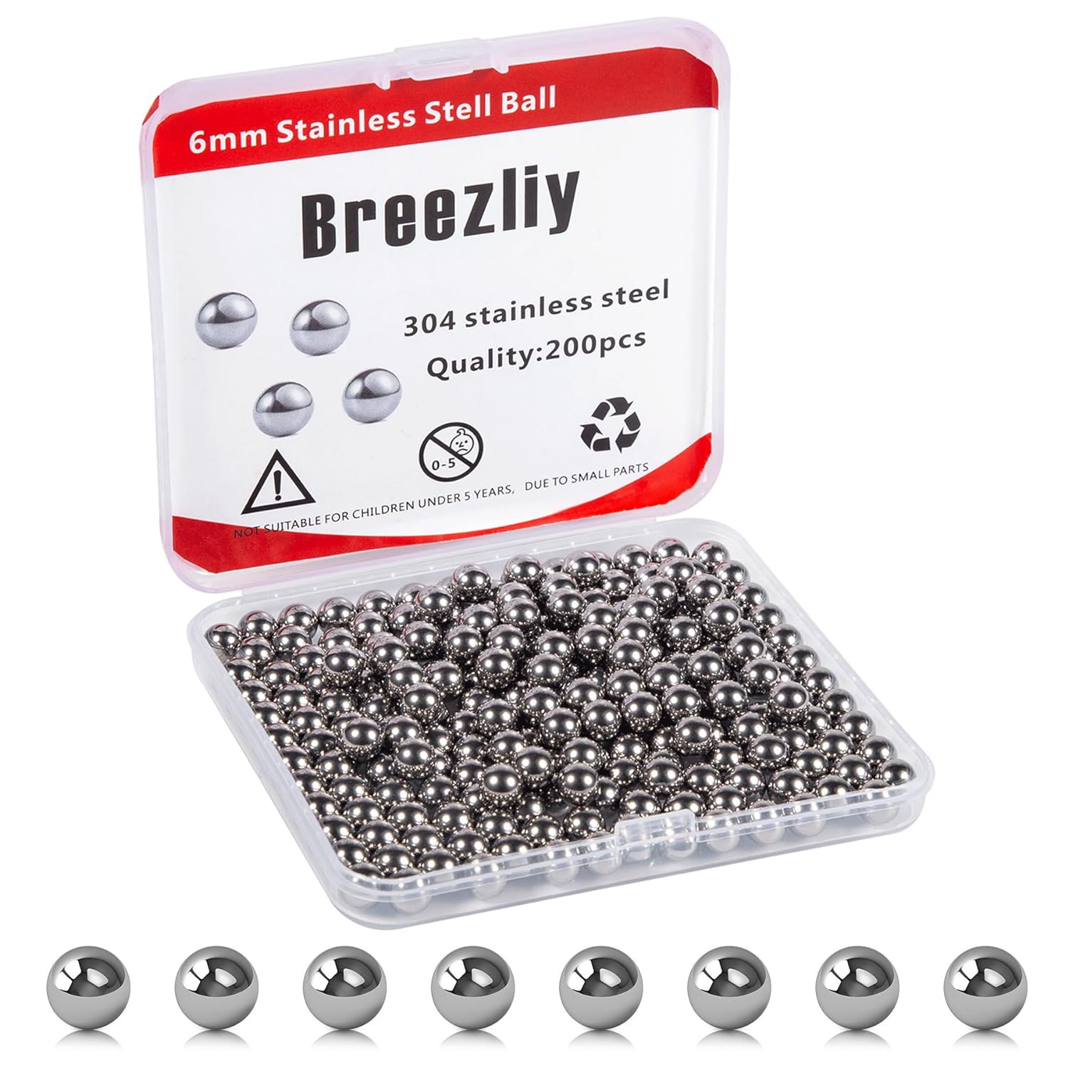600 Piece 6 Sizes Assorted Loose Bicycle Bearing Balls 1/4" 7/32" 3/16" 5/32" 1/8" and 3/32"