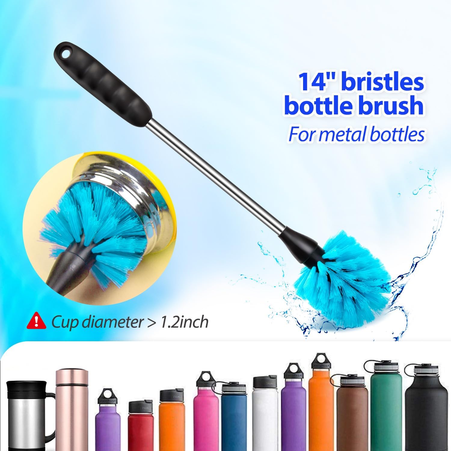 Bottle Brush Tube Cleaning Lab Set with Long Handle, Cup Cleaner for Washing Narrow Neck Beer Wine Decanter Pipes Lids Sinks Cap Covers, White