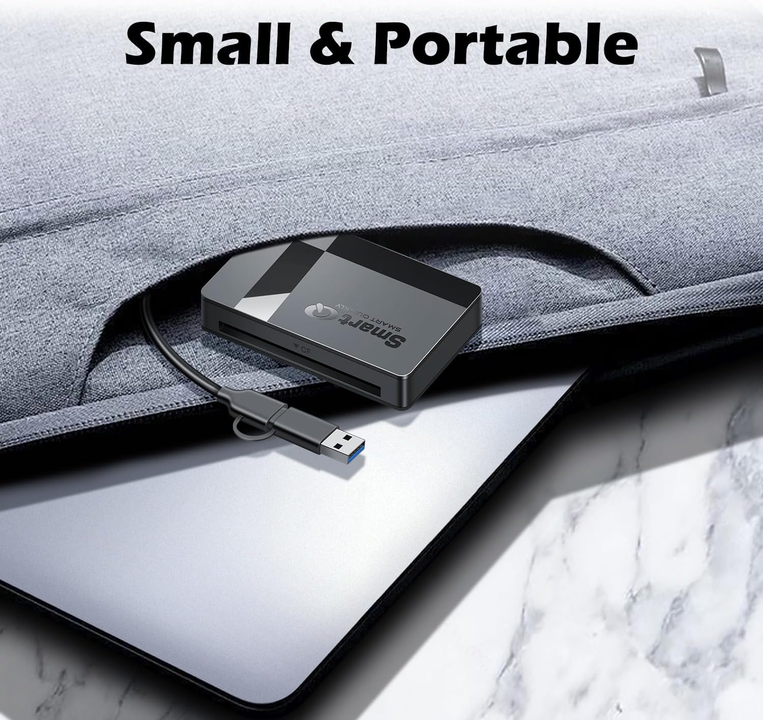 SD Card Reader, Memory Card Reader 4 in 1 USB C USB 3.0 Dual Connector Adapter Simultaneously Read SD MS CF TF Cards Supports Micro Sd/Micro. Compatible with Desktops, Tablets, and USB-C Smartphones