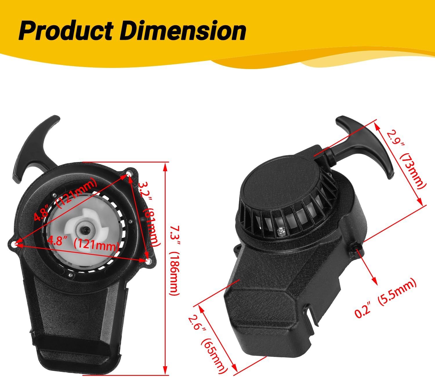 Alloy Recoil Pull Starter Compatible with SYX Moto 50Cc Dirt Bike 47Cc 49Cc 2 Stroke SSR SX50 Apollo Coolster QG-50 Xpro Holeshot Hawk DRX Mini Kids Pit Pocket ATV Quad 4 Wheeler Parts