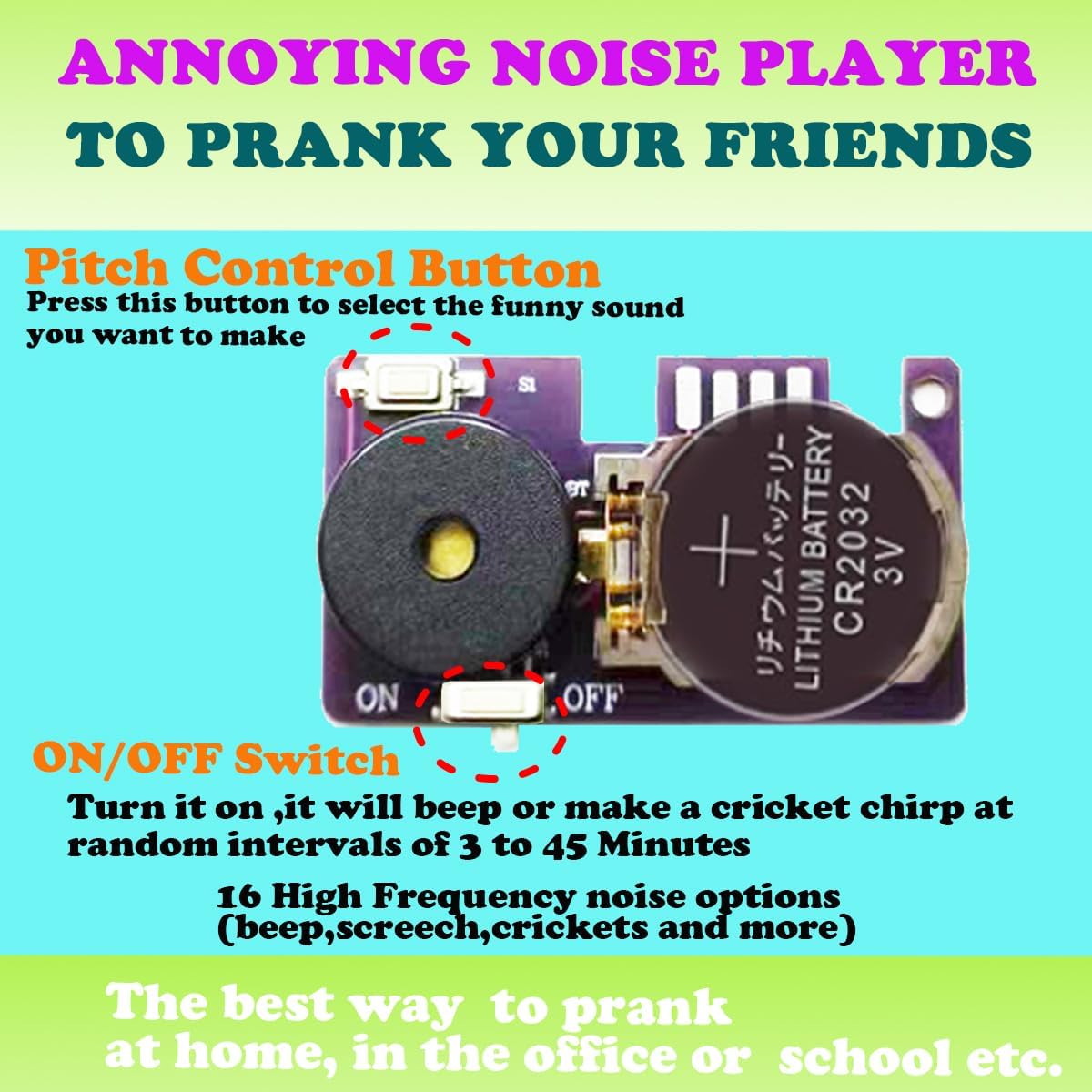 Noise Cricket Hidden Pranks Boring Noise Sound Maker(3 Pack) Cricket Prank PCB Beeping Circuit