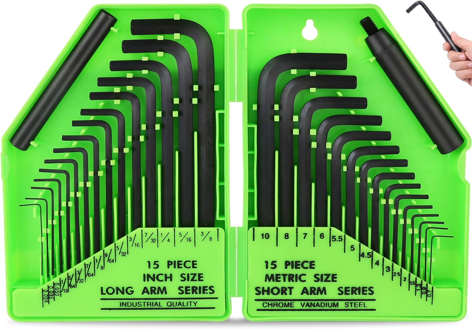 SWANLAKE 32PCS Hex Key Set, Allen Wrench Set Inch/Metric Mm(0.7Mm-10Mm) SAE(0.028"-3/8)