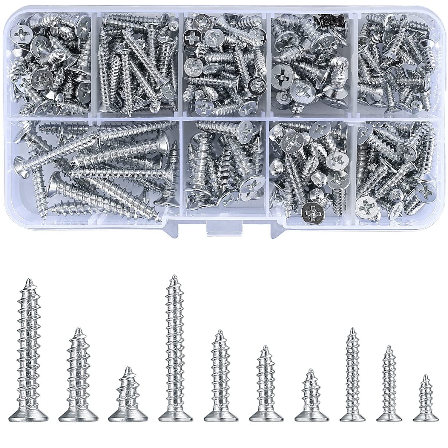 1000 Pcs Small Pan Head Screws Assortment Kit, Micro Tiny Electronic Self-Tapping Machine Screws for Glasses Watches Phone Electronic Repair