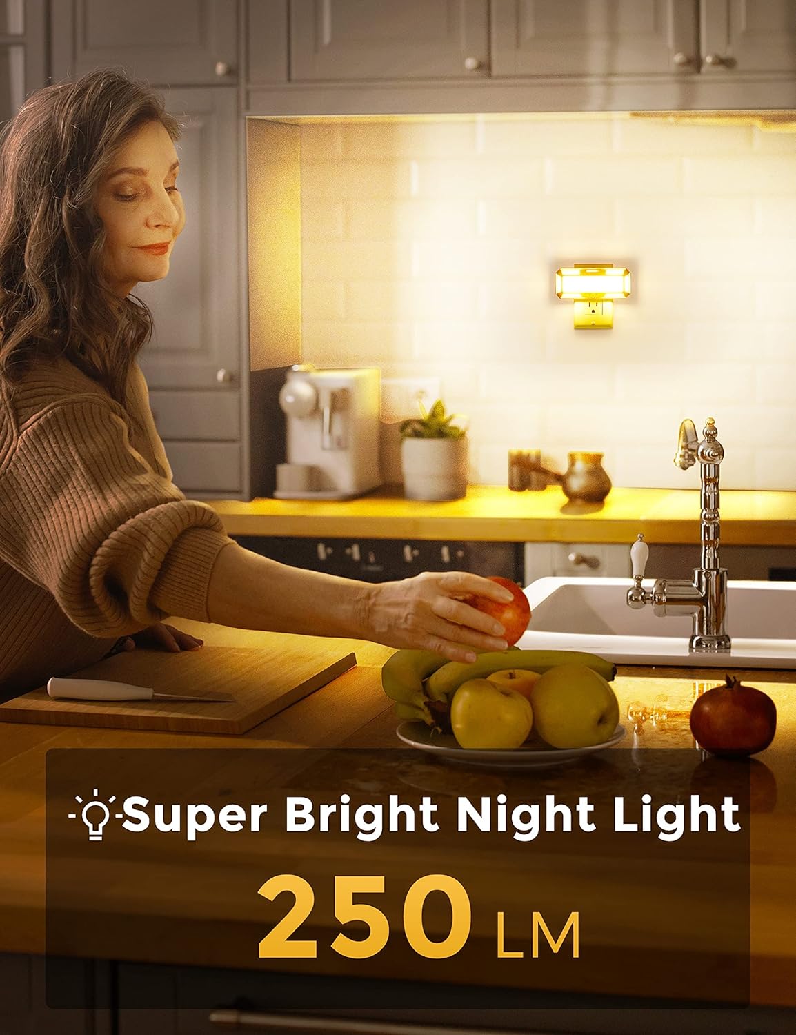 Bright Night Light, Night Lights Plug into Wall, 0-250LM LED Night Light, Dusk to Dawn Sensor, 2W Dimmable Nightlight, Soft White 3000K for Bathroom, Hallway, Bedroom, Adults, Stairway