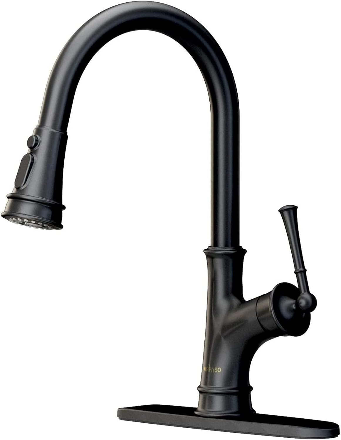 Pull down Kitchen Faucet with Sprayer Oil Rubbed Bronze, Single Handle One Hole High Arc Pull Out Spray Head Kitchen Sink Faucet with Deck Plate