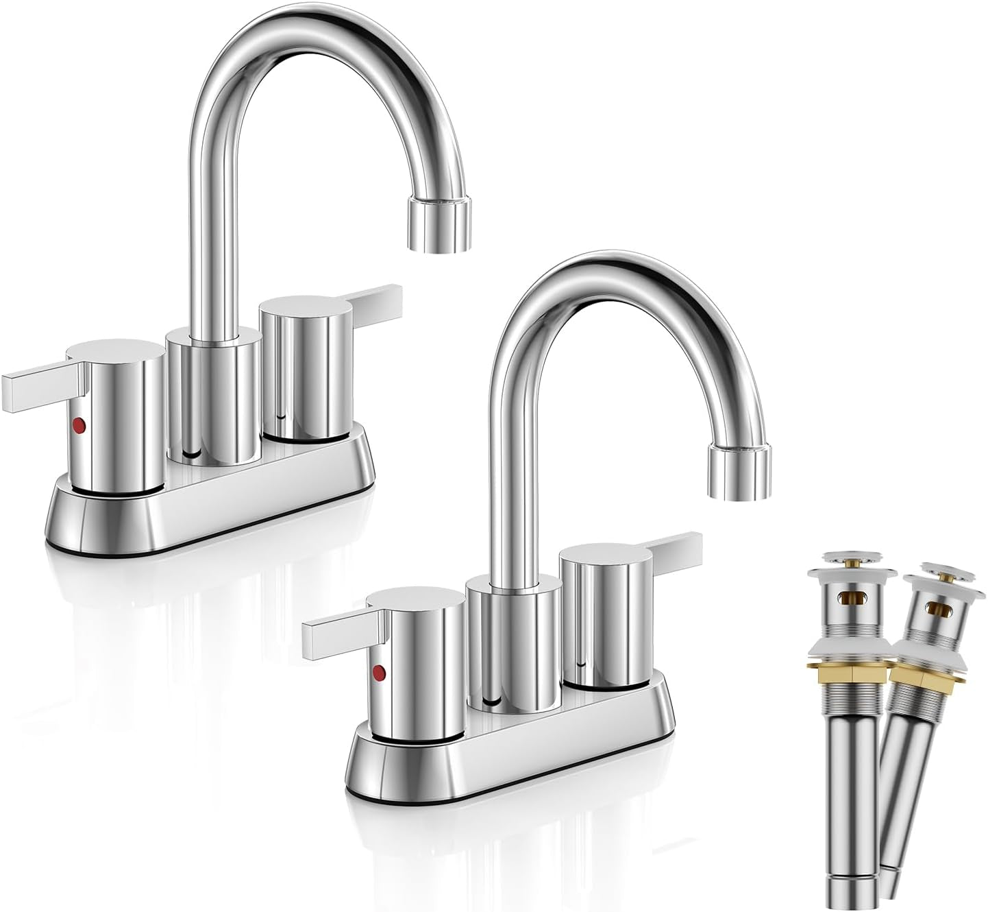 4 Inch 2 Handle Centerset Matte Black Lead-Free Modern Bathroom Faucet, 360 Swivel Spout 2-3 Hole RV Bathroom Vanity Sink Faucet with Pop up Drain and Water Supply Lines，Bf015-1-Mb