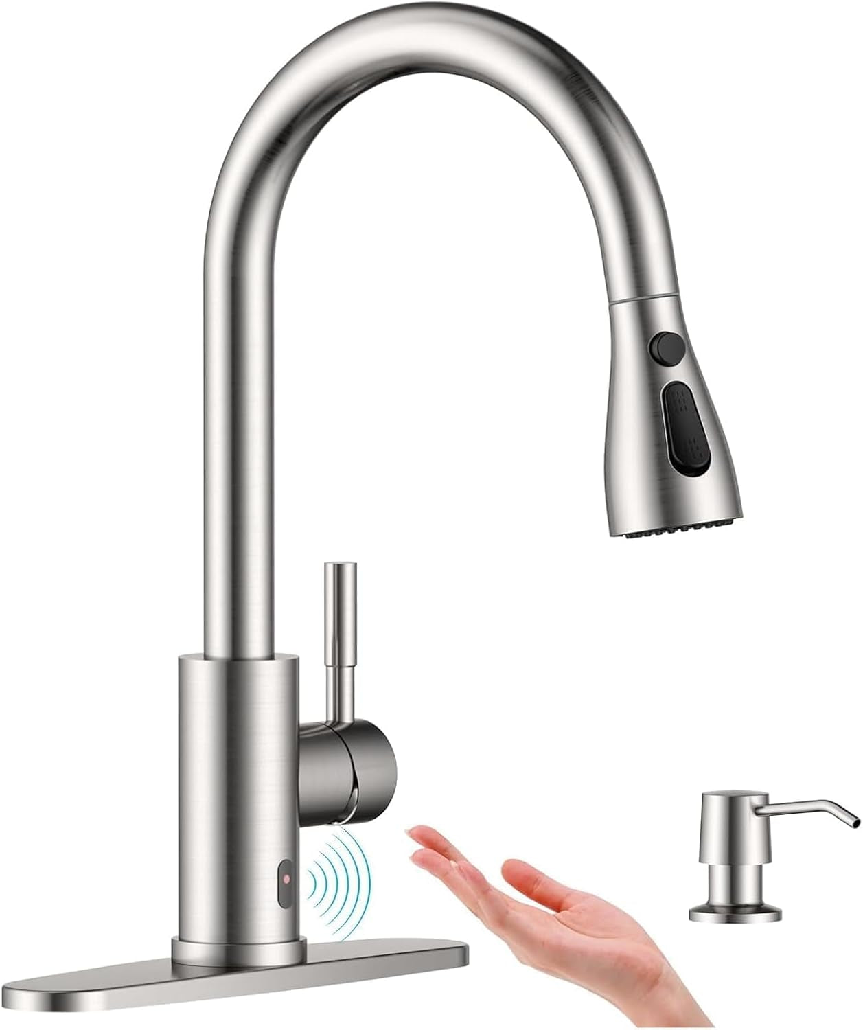 Pull down Kitchen Faucet with Sprayer Oil Rubbed Bronze, Single Handle One Hole High Arc Pull Out Spray Head Kitchen Sink Faucet with Deck Plate