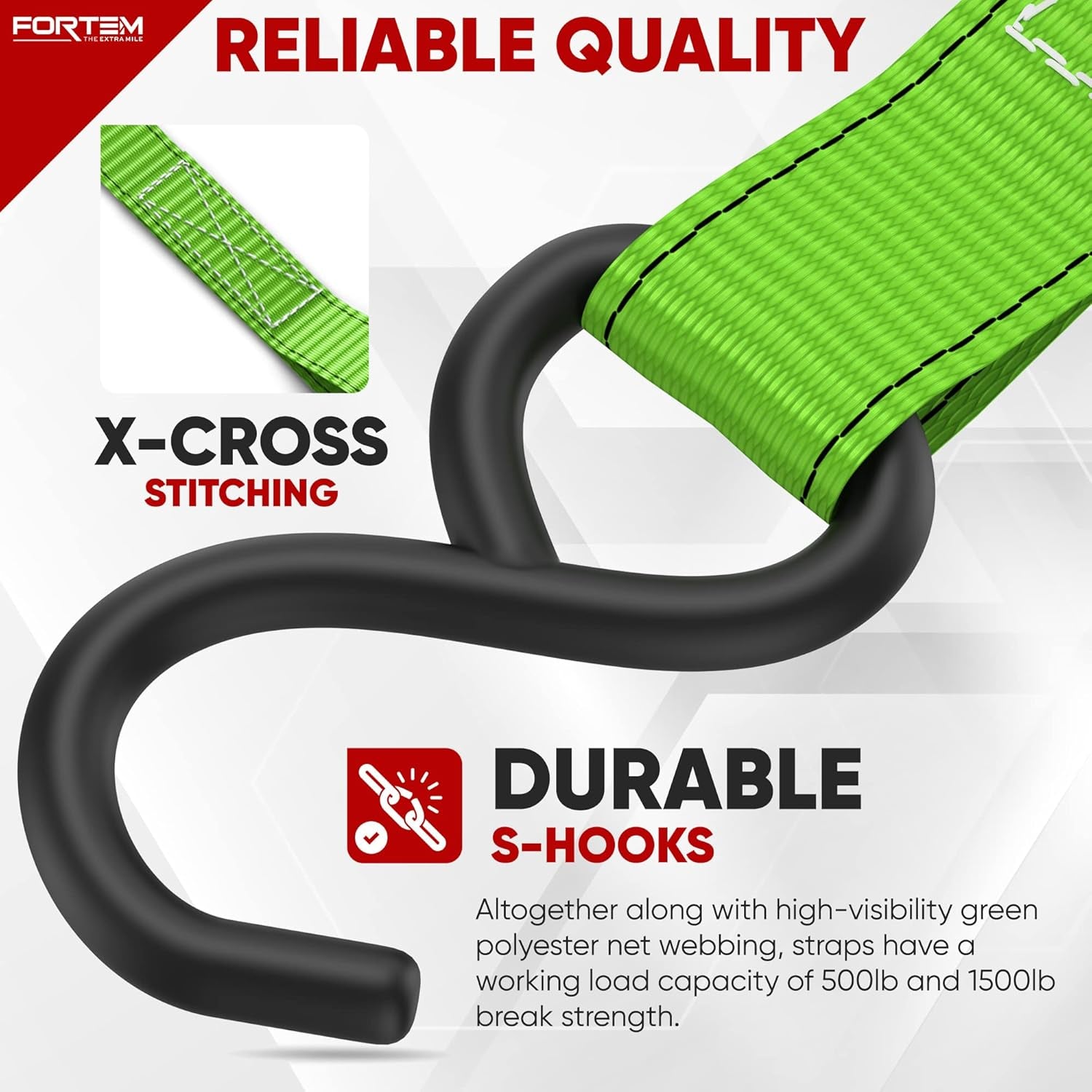Ratchet Straps, 1650Lb Break Strength, 4 Pack 15Ft X 1In Tie down Strap Set, 4 Soft Loops, Motorcycle Straps Tie Downs, Cargo Cam Buckles for Trucks, Rubber Handles, Carry Bag