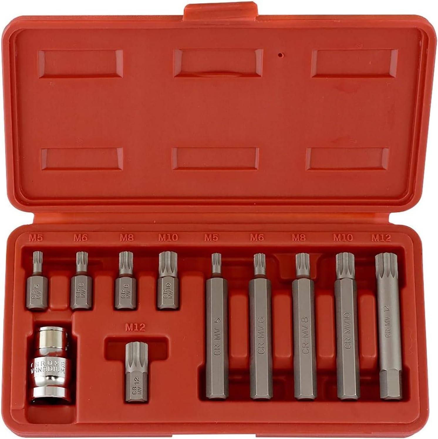 10054A XZN Triple Square Spline Bit Socket Set | Extra Long 4” | 4Mm to 18Mm | 10-Piece Set | S2 and Cr-V Steel