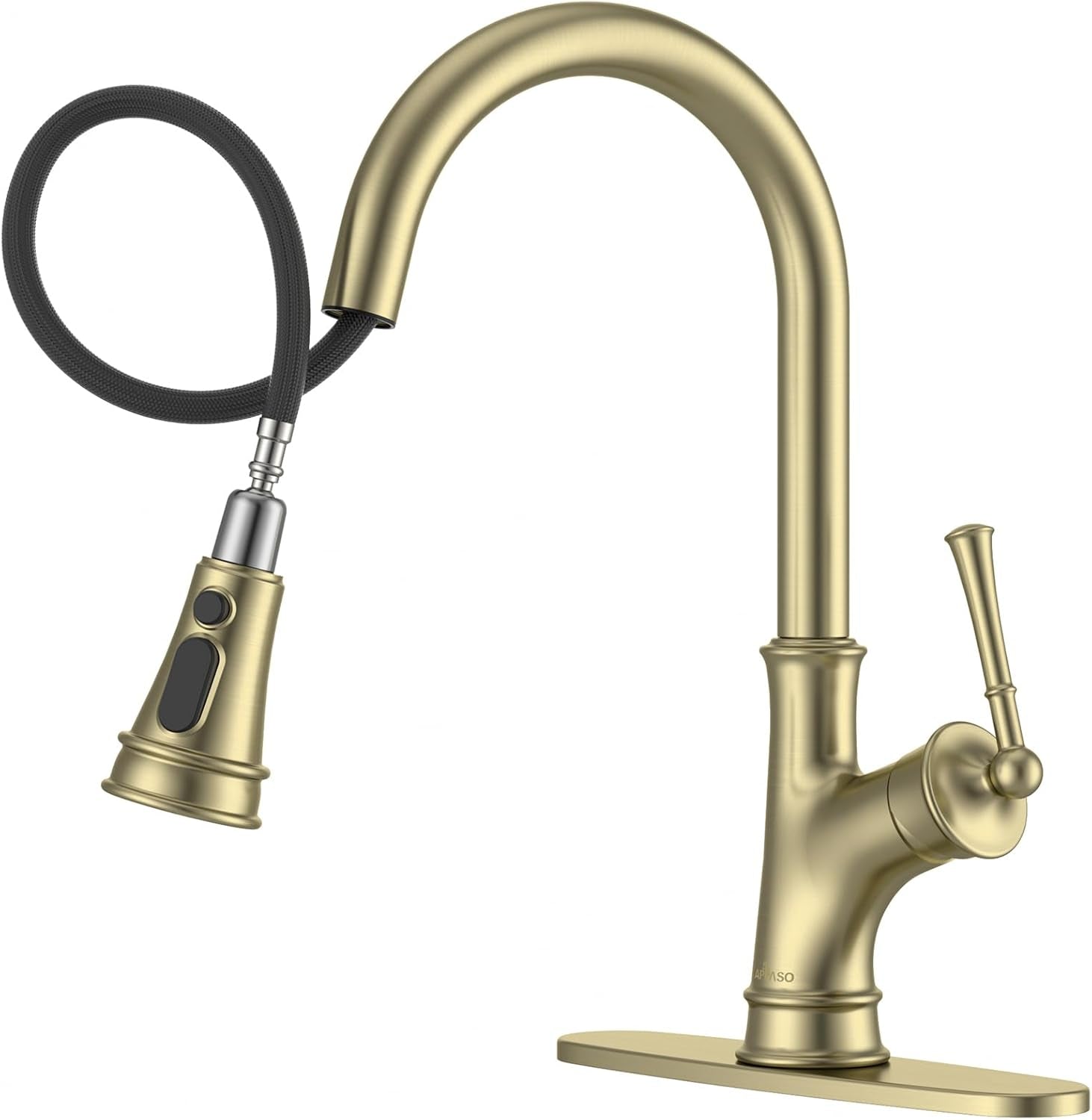 Pull down Kitchen Faucet with Sprayer Oil Rubbed Bronze, Single Handle One Hole High Arc Pull Out Spray Head Kitchen Sink Faucet with Deck Plate