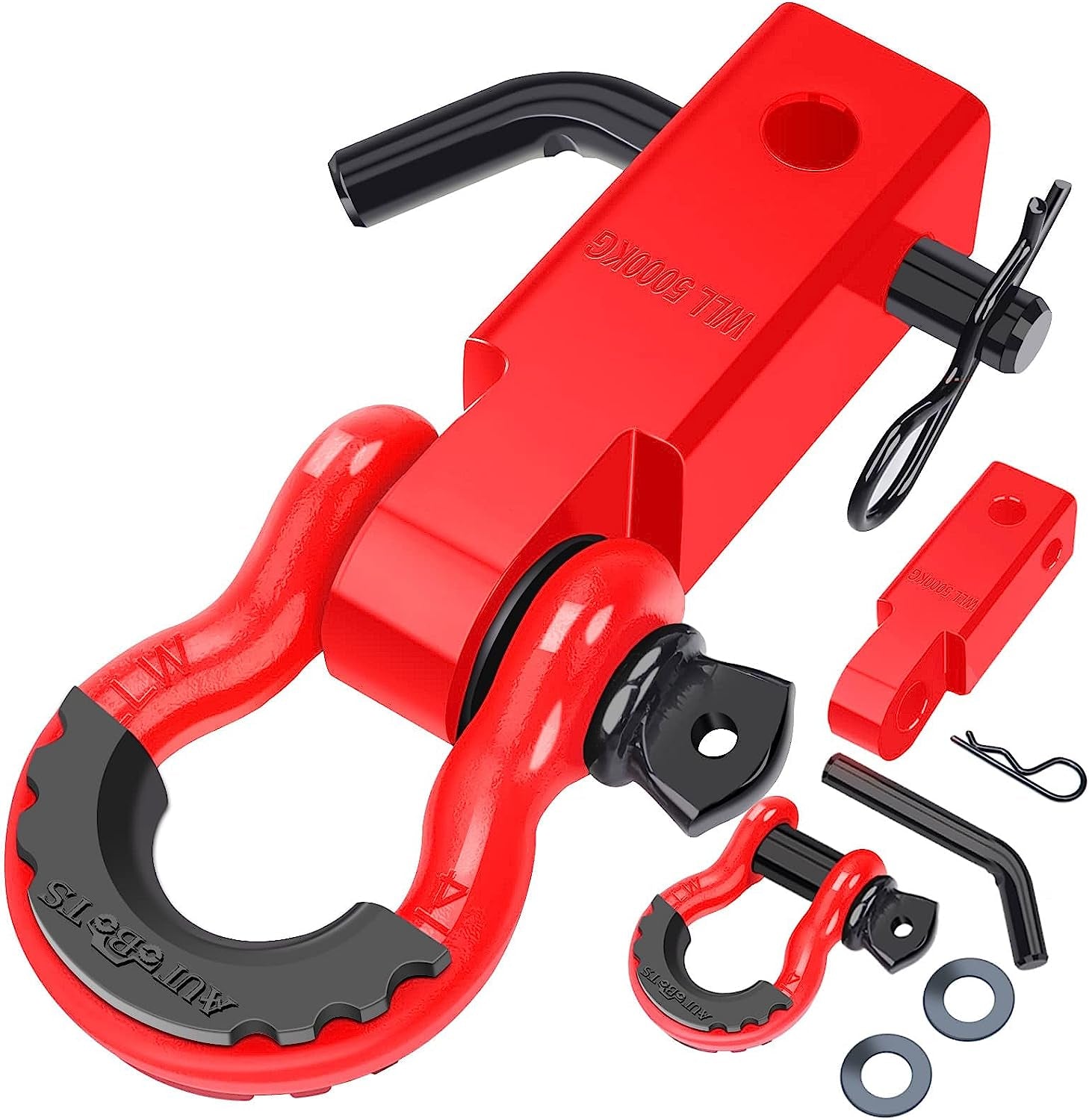 Shackle Hitch Receiver 2", 45,000 Lbs Break Strength Heavy Duty Receiver with 5/8" Screw Pin, 3/4" D Ring Shackles, Towing Accessories for Vehicle Recovery Off-Road, Blue&Black