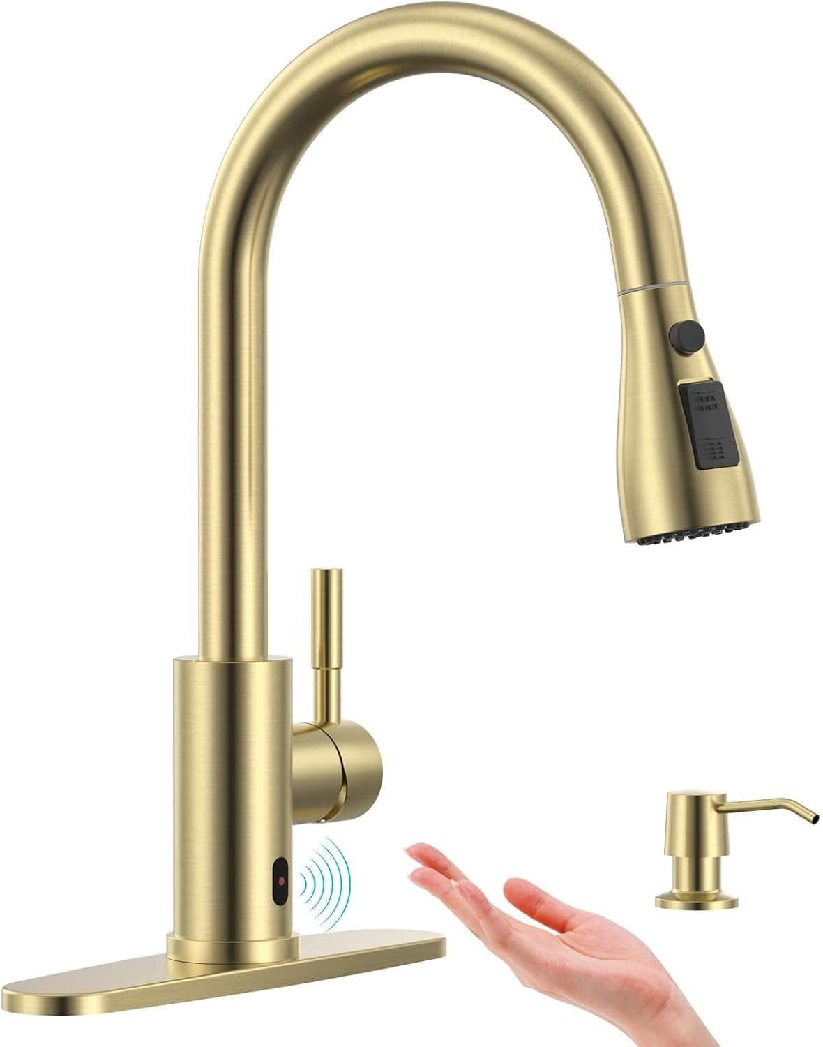Pull down Kitchen Faucet with Sprayer Oil Rubbed Bronze, Single Handle One Hole High Arc Pull Out Spray Head Kitchen Sink Faucet with Deck Plate