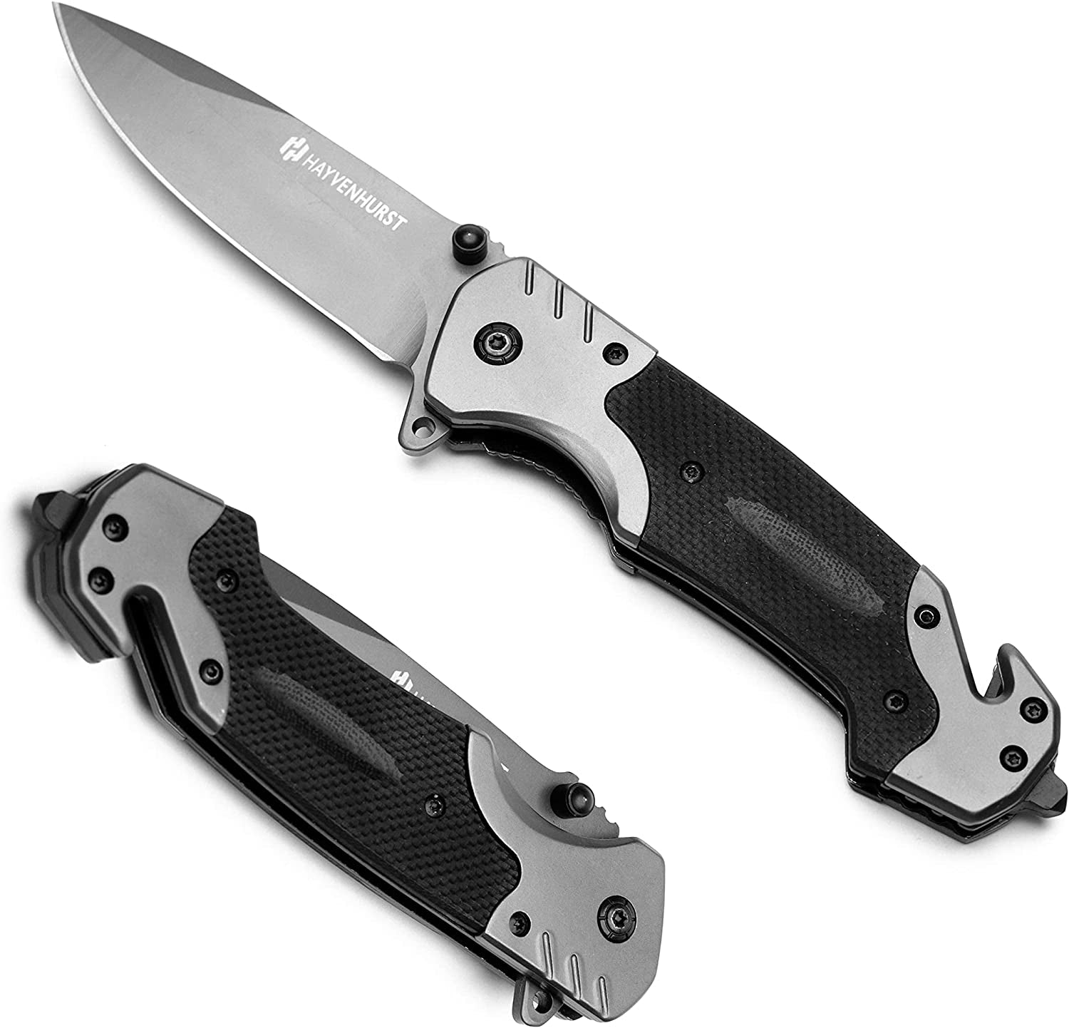 Tactical Knife - Folding Knife - EDC Knife - Pocket Knife for Men with Pointed Stainless Steel Blade and Aluminium Handle - Everyday Carry Knife with Pocketclip, Bottle Opener