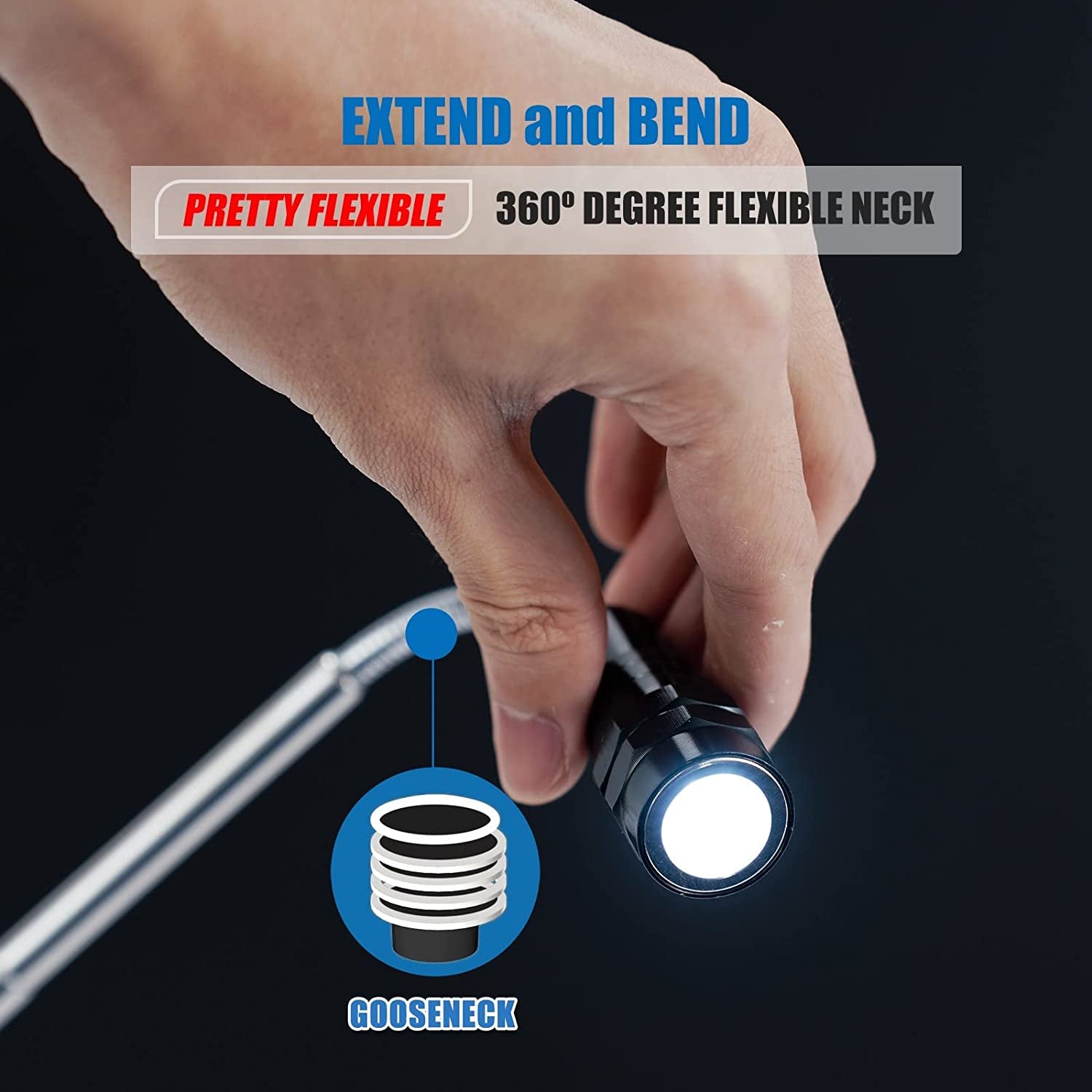 Magnet 3 LED Magnetic Pickup Tool, Telescoping Flexible Extendable Led Flashlights, Perfect Mechanic Pick-Up Tools Christmas Stocking Stuffers Gifts for Men Dad Women, Birthday Gifts for Him