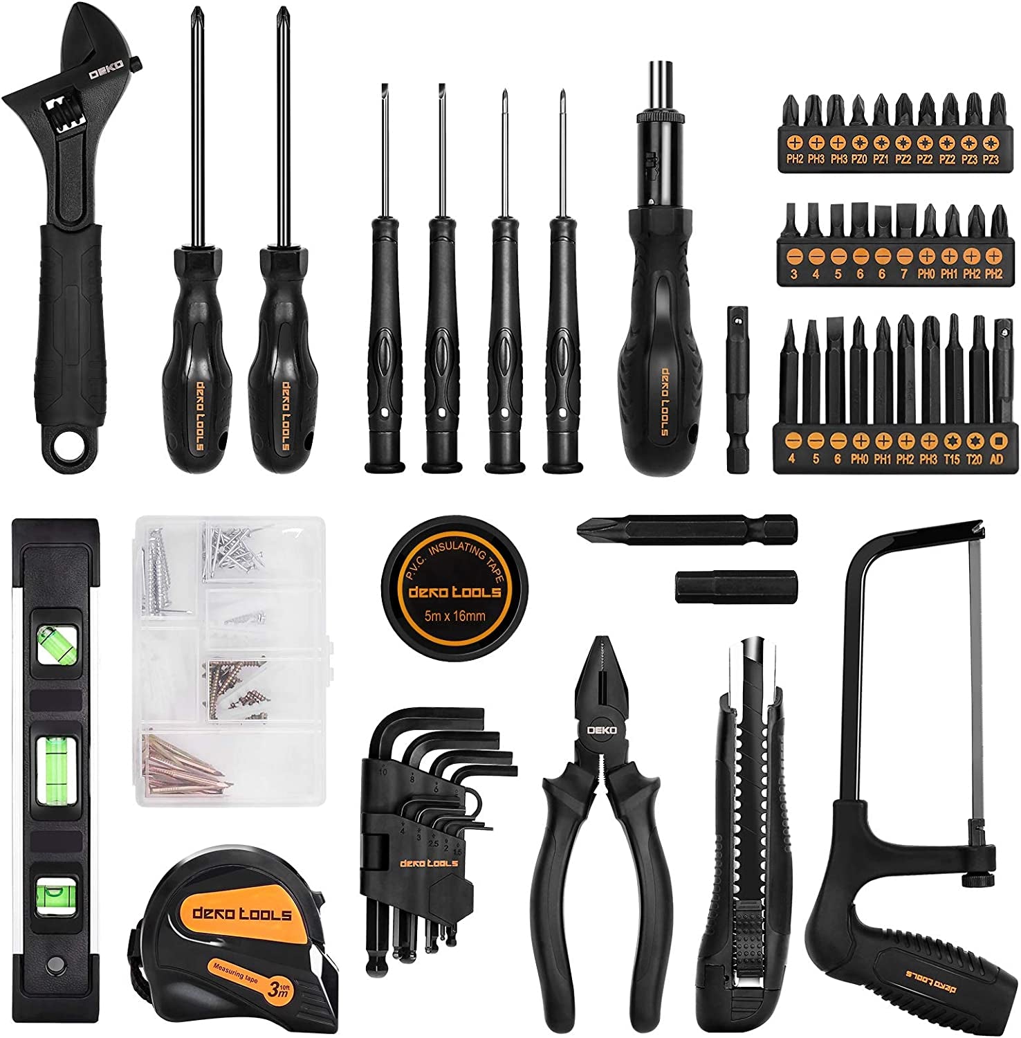 218-Piece General Household Hand Tool Kit, Professional Auto Repair Tool Set for Homeowner, General Household Hand Tool Set with Plier, Screwdriver Set, Socket Set, with Portable Storage Case