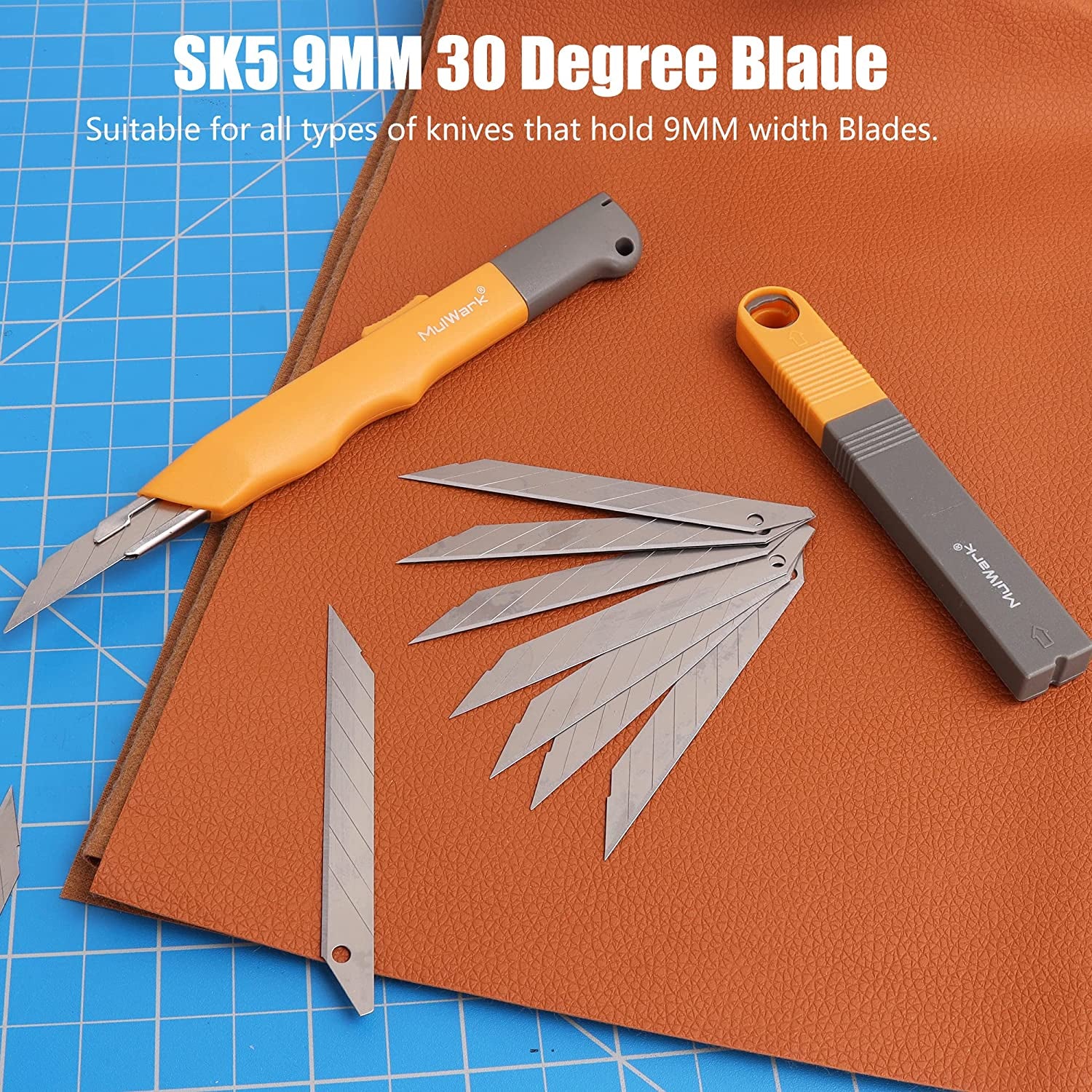 100PC 9MM Snap off 30 Degree Utility Knife Replacement Blades, Multi-Purpose Sharp Precision Box Cutter Blade for Universal Retractable Cutting Knives