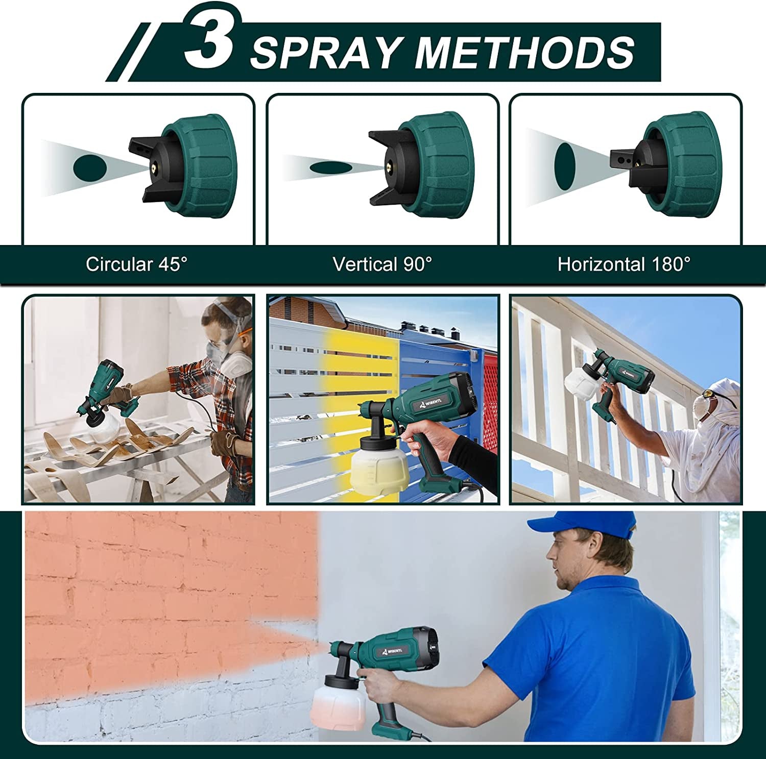 Paint Sprayer, 700W HVLP Electric Spray Paint Gun, with 6 Copper Nozzles & 3 Patterns, Paint Sprayers for Home Interior and Exterior, Furniture, Fence, Walls, DIY Works, Ceiling WSG10A