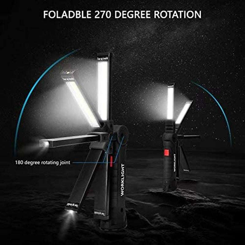 Men Tools for Christmas Birthday Gift  2 Packs LED Rechargeable Work Light Flashlights, 360°Rotate 5 Modes,Gifts for Men Him Dad Handyman for Car Repair, Grill and Outdoor