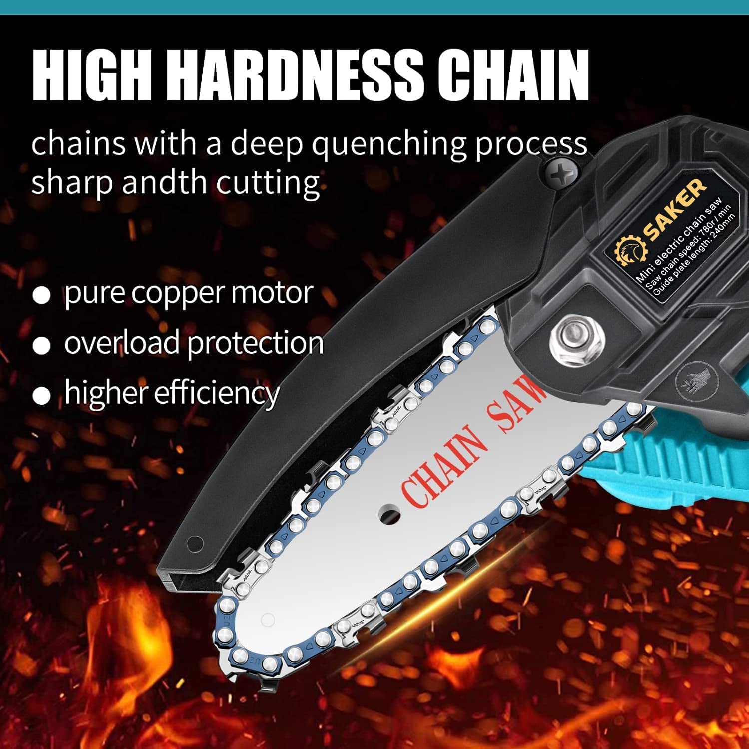 Mini Chainsaw,Portable Electric Cordless Chainsaw ,Battery Powered,Small Power Handheld Chain Saws Pruning Shears for Tree Branches,Courtyard and Garden,(2Pcs 20Vbatteries&3 PCS Chains)