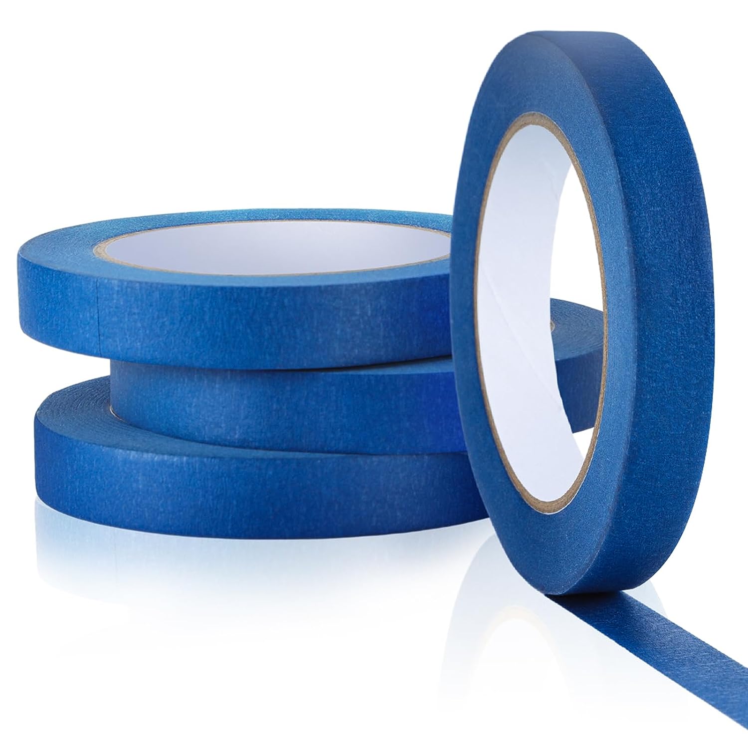 Blue Painters Tape Masking Tape Bulk, Blue Tape for Painting Automotive Walls Packing Removable Free Residue, Paint for Indoors & Outdoors, 0.7 Inches X 50 Yards, 4 Rolls,200 Yard in Total