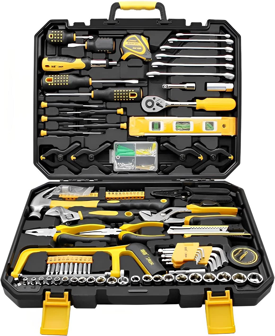 168 Piece Socket Wrench Auto Repair Tool Combination Package Mixed Tool Set Hand Tool Kit with Plastic Toolbox Storage Case