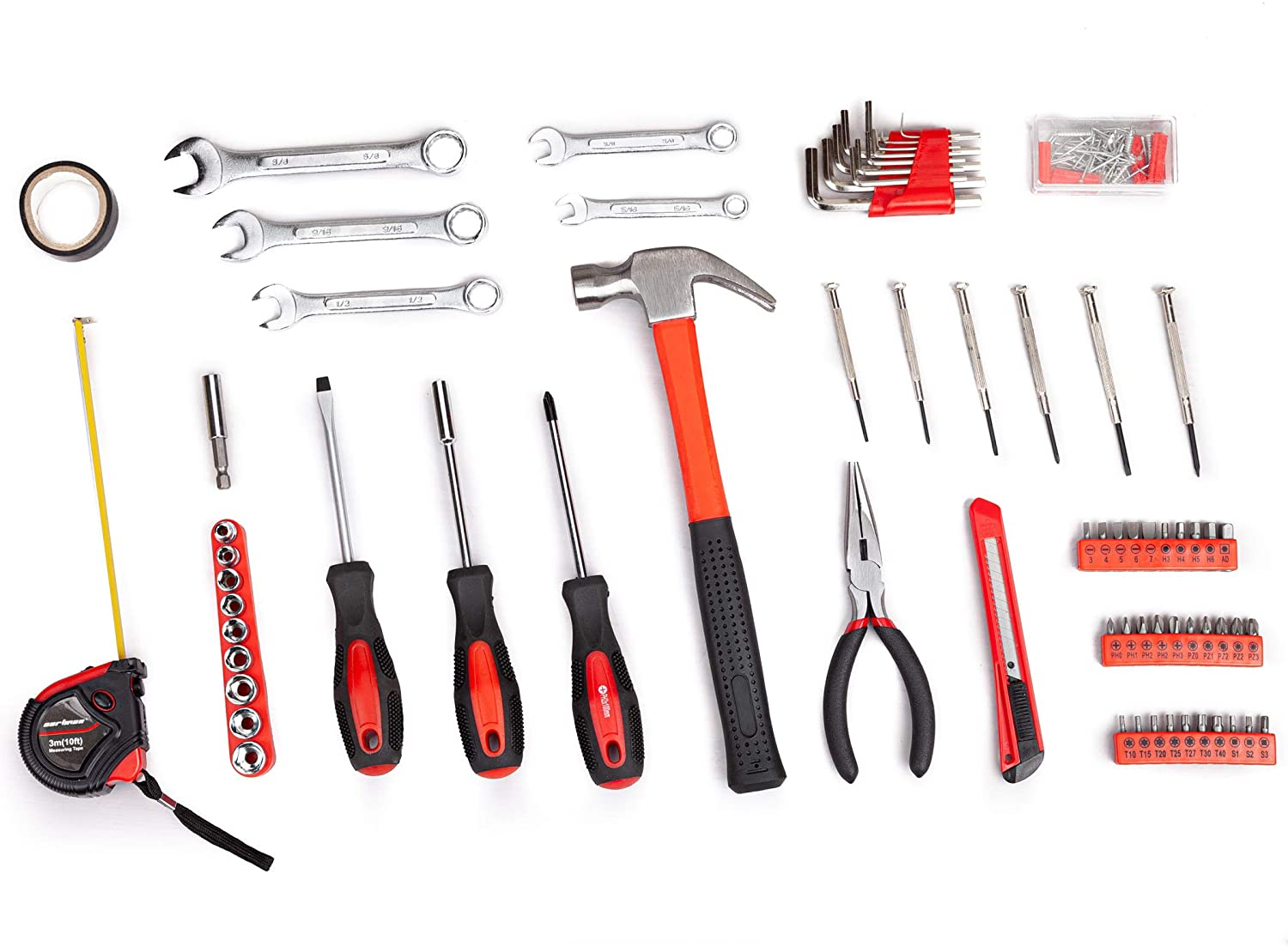 148Piece Tool Set General Household Hand Tool Kit with Plastic Toolbox Storage Case Socket and Socket Wrench Sets