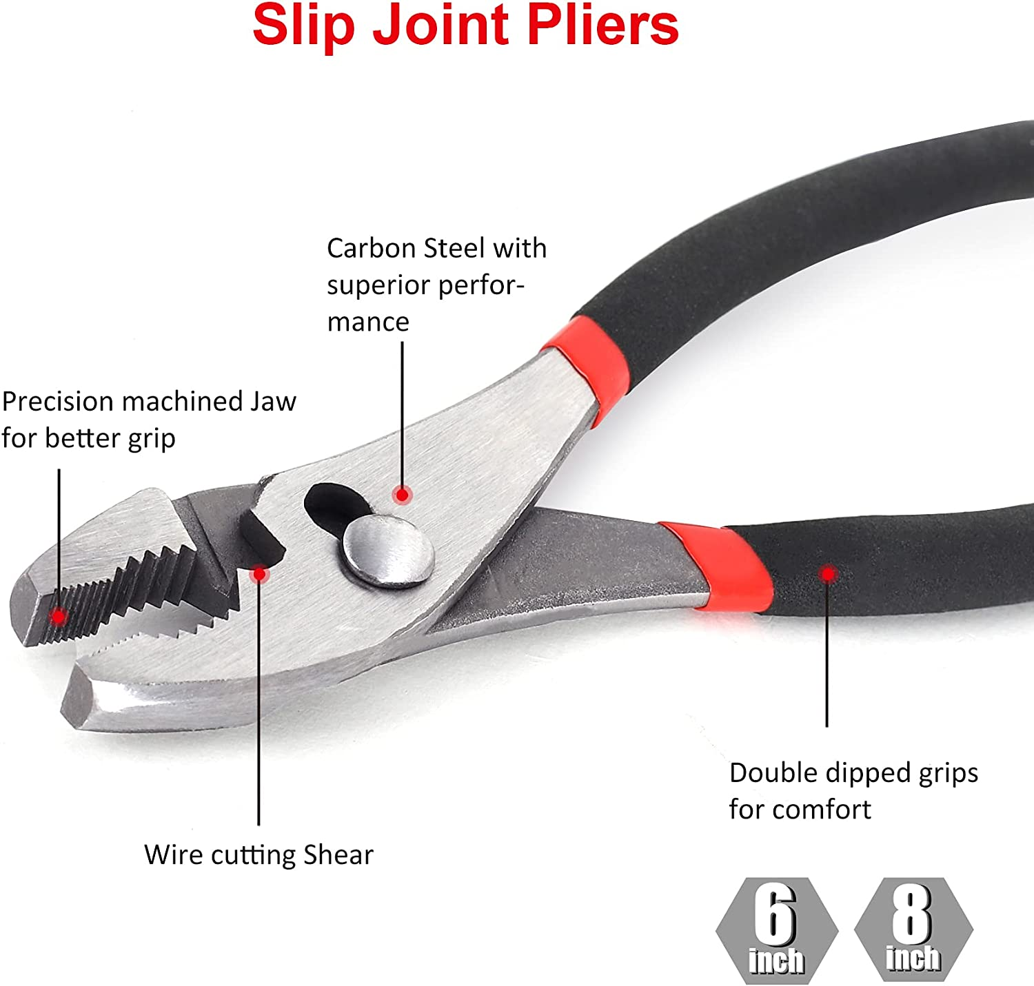 7-Piece Utility Pliers and Wrench Set, Includes Slip Joint Pliers, Long Nose Pliers, Diagonal Pliers, Groove Joint Pliers, Linesman Pliers and Adjustable Wrench, Dipped Handle