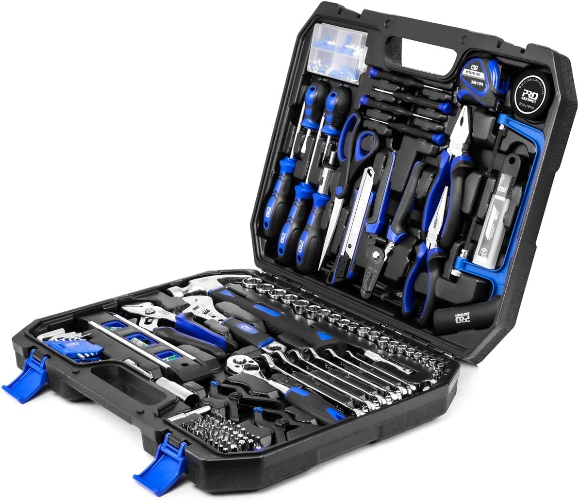 210-Piece Household Tool Kit,  General Home/Auto Repair Tool Set with Hammer, Pliers, Screwdriver Set, Wrench Socket Kit and Toolbox Storage Case - Perfect for Homeowner, Diyer, Handyman
