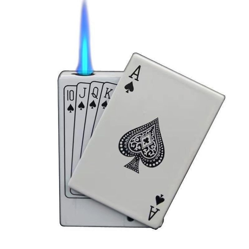 Creative Playing Card Lighter Jet Torch Green Flame Poker Lighter Metal Windproof Playing Card Lighter Funny Toy Smoking Accessories