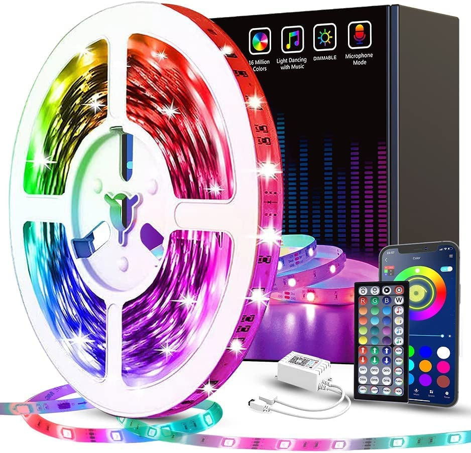 Led Lights for Bedroom 100Ft (2 Rolls of 50Ft) Music Sync Color Changing LED Strip Lights with Remote and App Control RGB LED Strip, LED Lights for Room Home Party Decoration