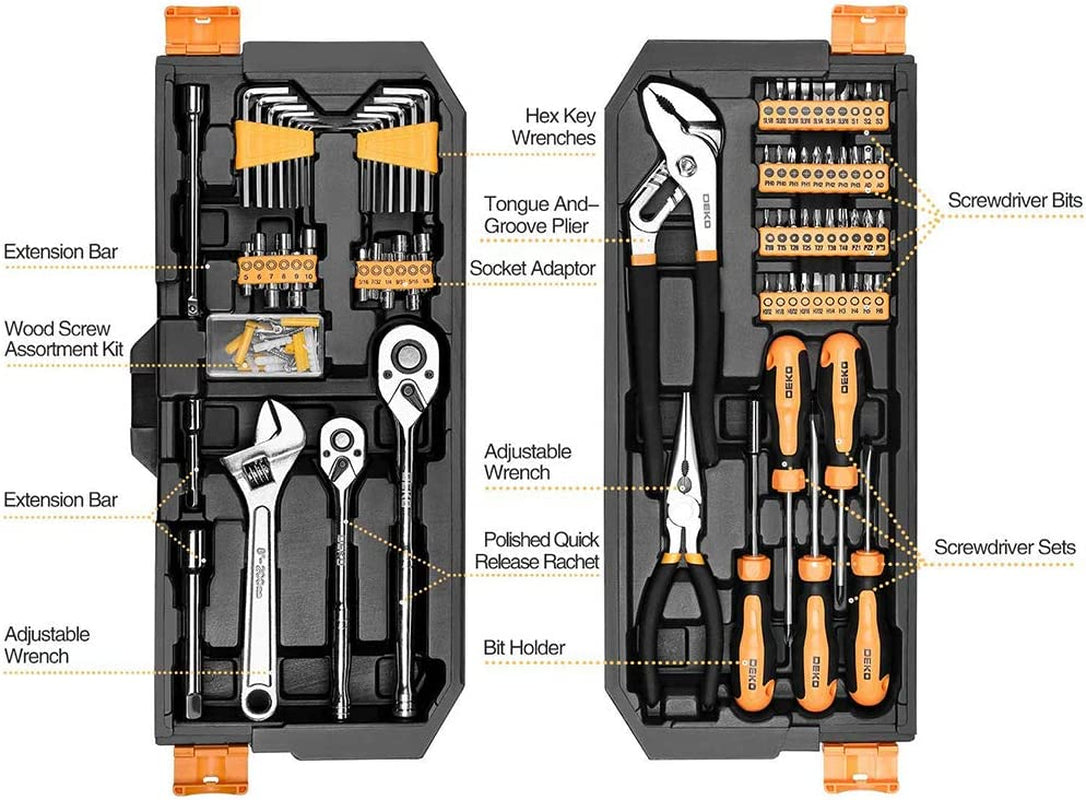 192 Piece Mechanics Tool Set Socket Wrench Set,Auto Repair Hand Tool Kit Wrench Tool Box Set with Plastic Storage Case
