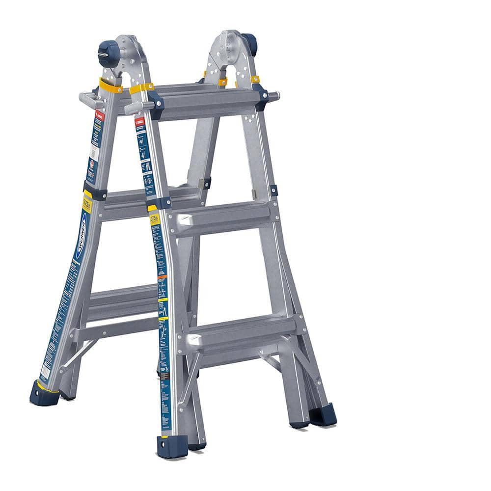 22 Ft. Reach Aluminum 5-In-1 Multi-Position Pro Ladder with Powerlite Rails 375 Lbs. Load Capacity Type IAA Duty