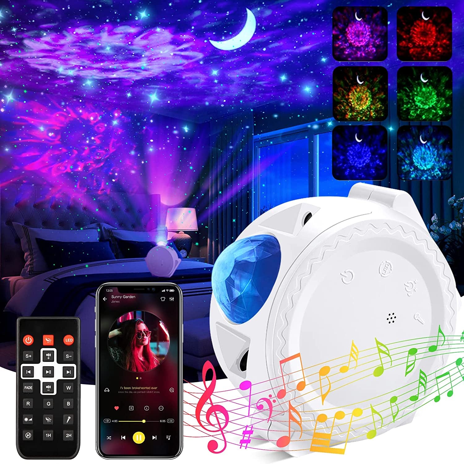 Star Projector,  4 in 1 Galaxy Projector with Bluetooth Speaker&Timer, Remote&Voice Control, 18 Lighting Effects, Unique Sky Star Projector Night Light, Galaxy Light Projector for Kids Adults