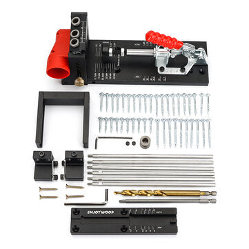 ENJOYWOOD XK4 PRO MAX Pocket Hole Jig Aluminum Alloy Adjustable Woodworking Drill Guide with Stabilizing Bar Stop Block