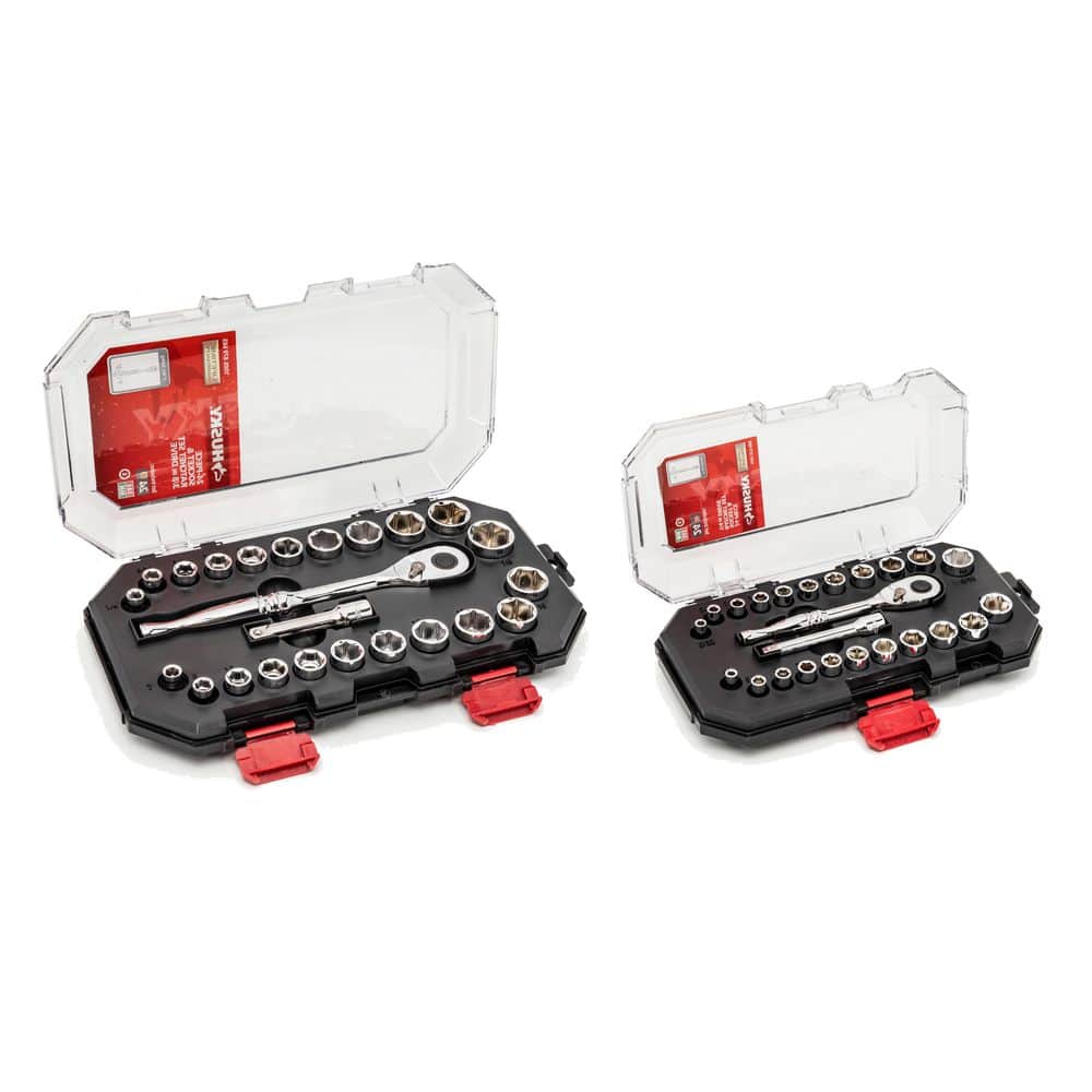 1/4 In. and 3/8 In. Stubby Ratchet and Socket Set (46-Piece)