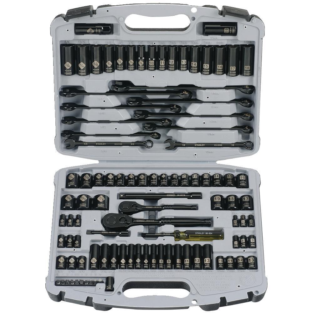 1/4 In. & 3/8 In. Drive Black Chrome Laser Etched SAE & Metric Mechanics Tool Set (99-Piece)
